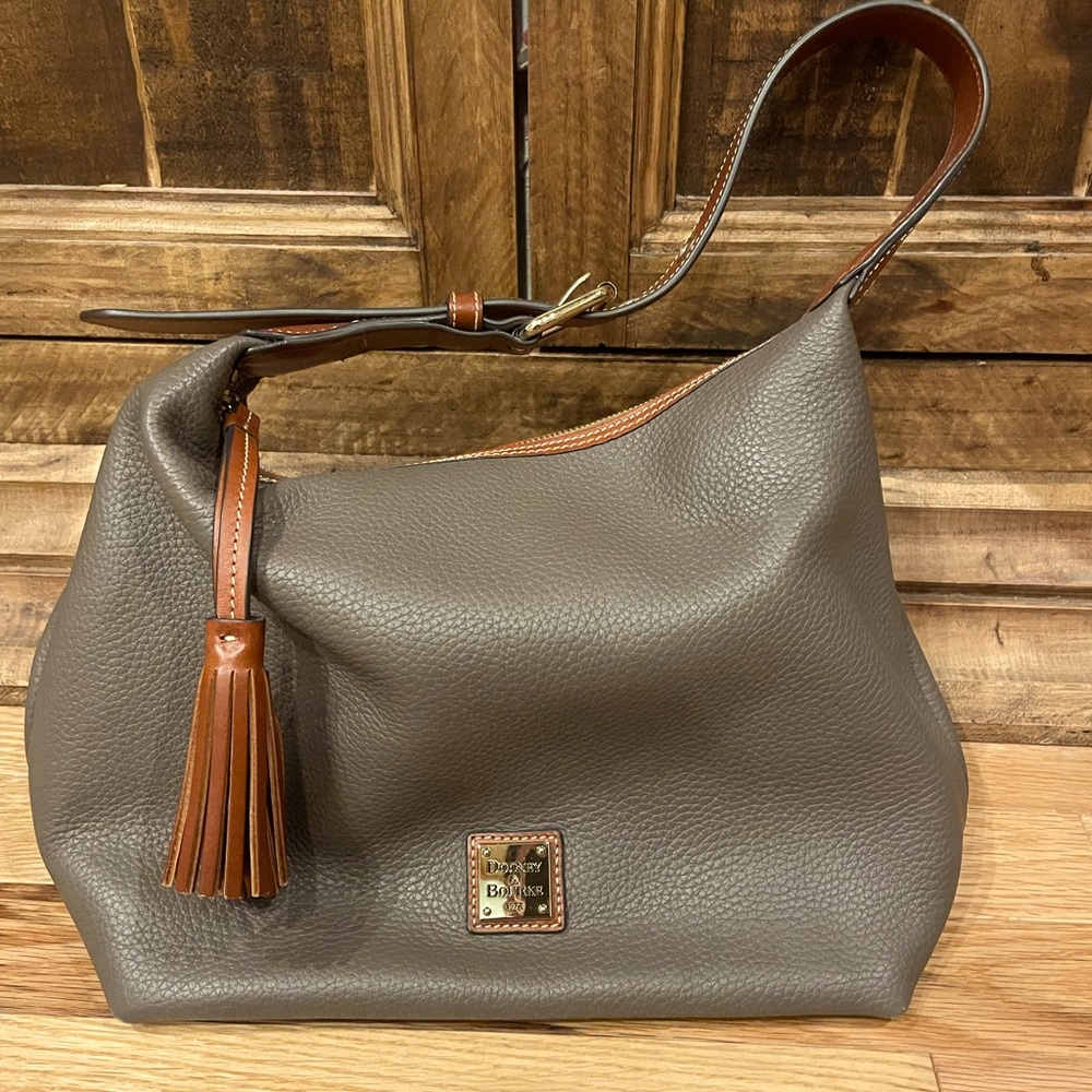 **Authentic** Dooney & Bourke shoulder bag LIKE NEW! Brown/tan with red interior